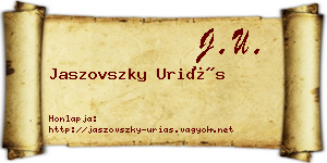Jaszovszky Uriás névjegykártya