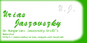 urias jaszovszky business card